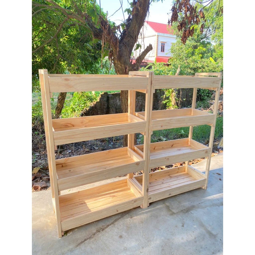 Kệ Trưng Bày Hàng Hóa Gỗ Thông - Kệ Bán Hoa Quả,Đựng Đồ Dùng Nhà Bếp,Kệ Decor Phong Cách Hàn Quốc - TC Home