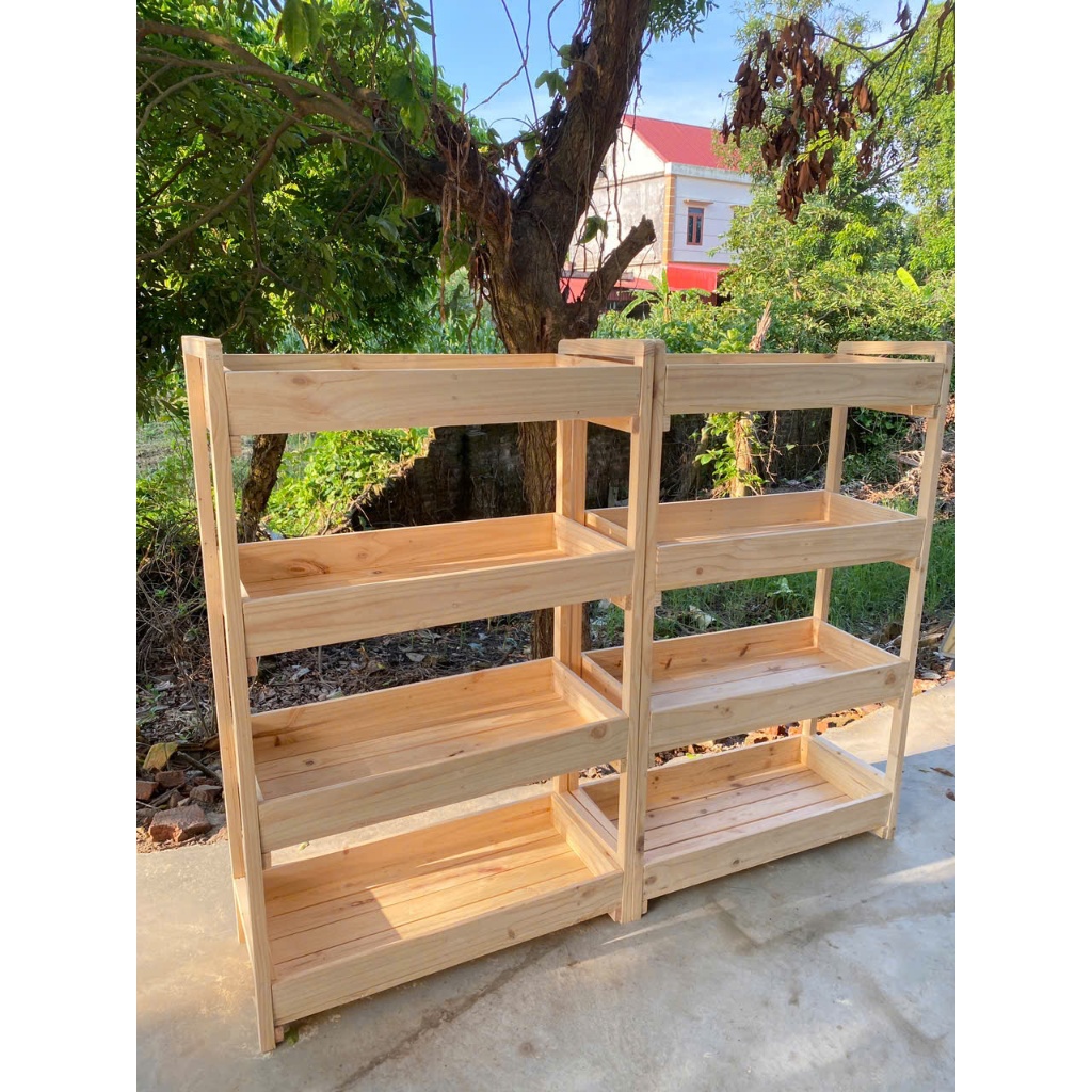 Kệ Trưng Bày Hàng Hóa Gỗ Thông - Kệ Bán Hoa Quả,Đựng Đồ Dùng Nhà Bếp,Kệ Decor Phong Cách Hàn Quốc - TC Home