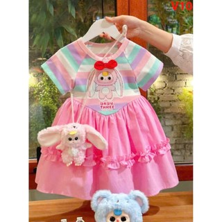 Váy Baby Three Cầu Vồng(ko kèm túi) size 10-30kg.Váy đầm bé gái họa tiết xinh xắn
