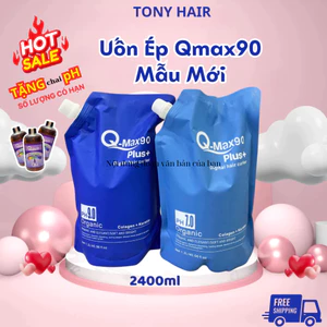 Thuốc uốn tóc Qmax90 cặp 2400ml hỗ trợ uốn cứng hóa và không quan tâm mềm hóa _ Tony Hair