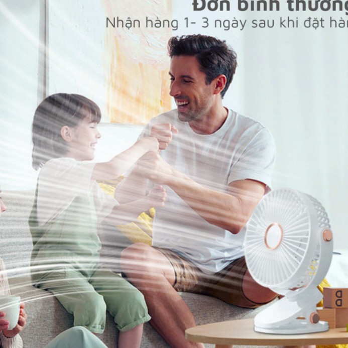 Quạt Mini Kẹp Bàn Tích Điện HGHOME 5 Chế Độ Gió Siêu Mát, Xoay 360 Độ Tích Hợp Sạc USB Tiện Lợi Pin 10000mAh