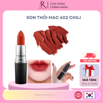 Son Thỏi Lì M.A. C Màu 602 Đỏ Gạch Trẻ Trung Cá Tính Bền Màu Lâu Trôi Chất Mịn