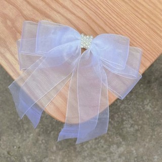 Kẹp Tóc Nơ Tiểu Thư Phối Vải Lụa Và Ren Đuôi Dài Vintage Phong Cách Hàn Quốc Tinh Tế Thời Trang Hot Trend - KẸP BẤM