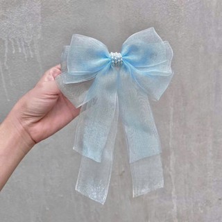 Kẹp Tóc Nơ Tiểu Thư Phối Vải Lụa Và Ren Đuôi Dài Vintage Phong Cách Hàn Quốc Tinh Tế Thời Trang Hot Trend - KẸP BẤM