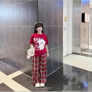 Bộ Kitty phối quần kẻ cho bé gái (9-44kg) chất cotton mềm mịn