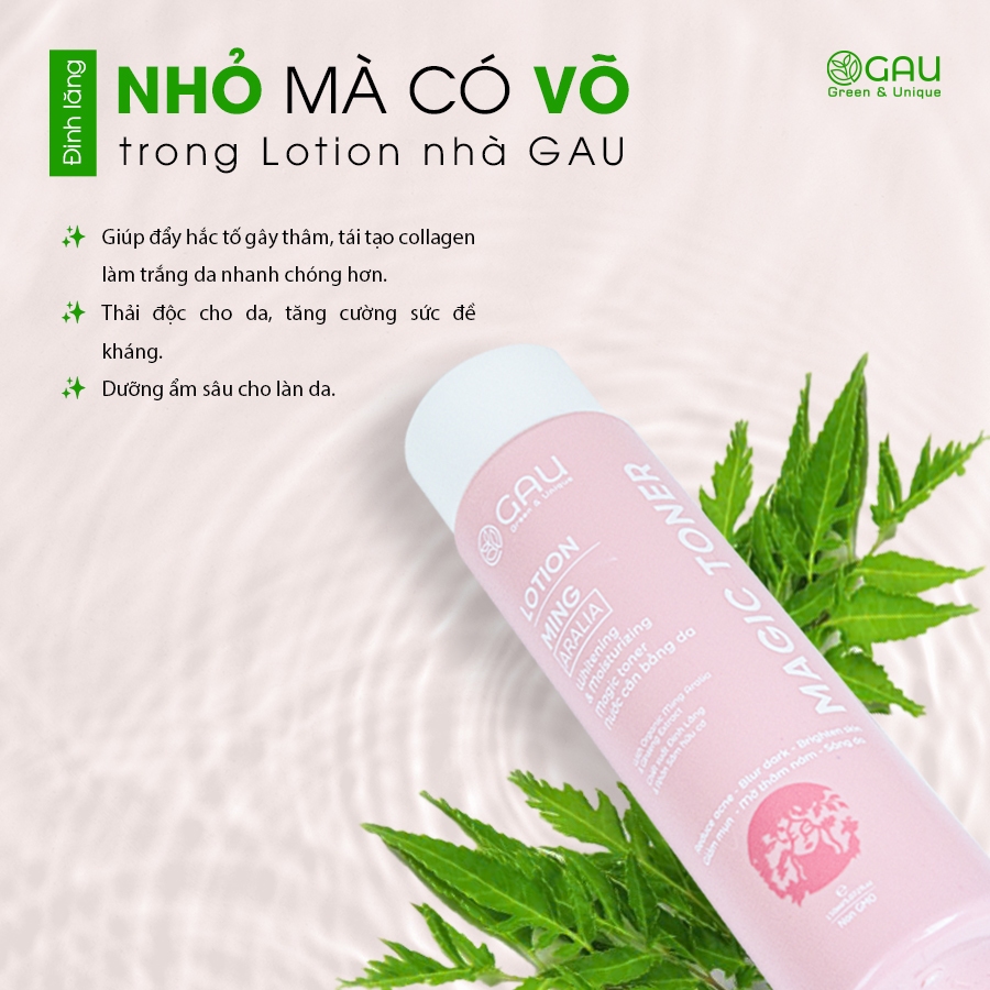Nước Hoa Hồng Kì diệu Magic Toner Se khít lỗ chân lông, Cấp ẩm, Giảm Nám, Căng bóng da GAU 150ml