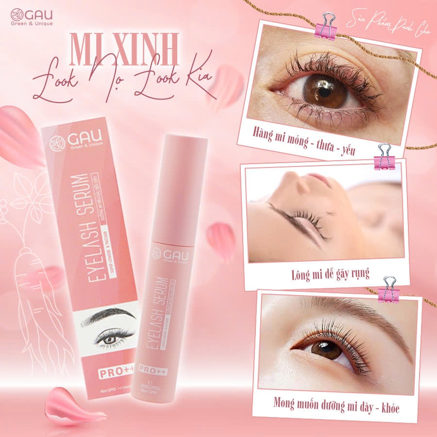 Tinh chất Dưỡng Kích Mọc Dày Dài Lông Mi Lông Mày Tự nhiên GAU Eyelash Serum 10ml Siêu hiệu quả