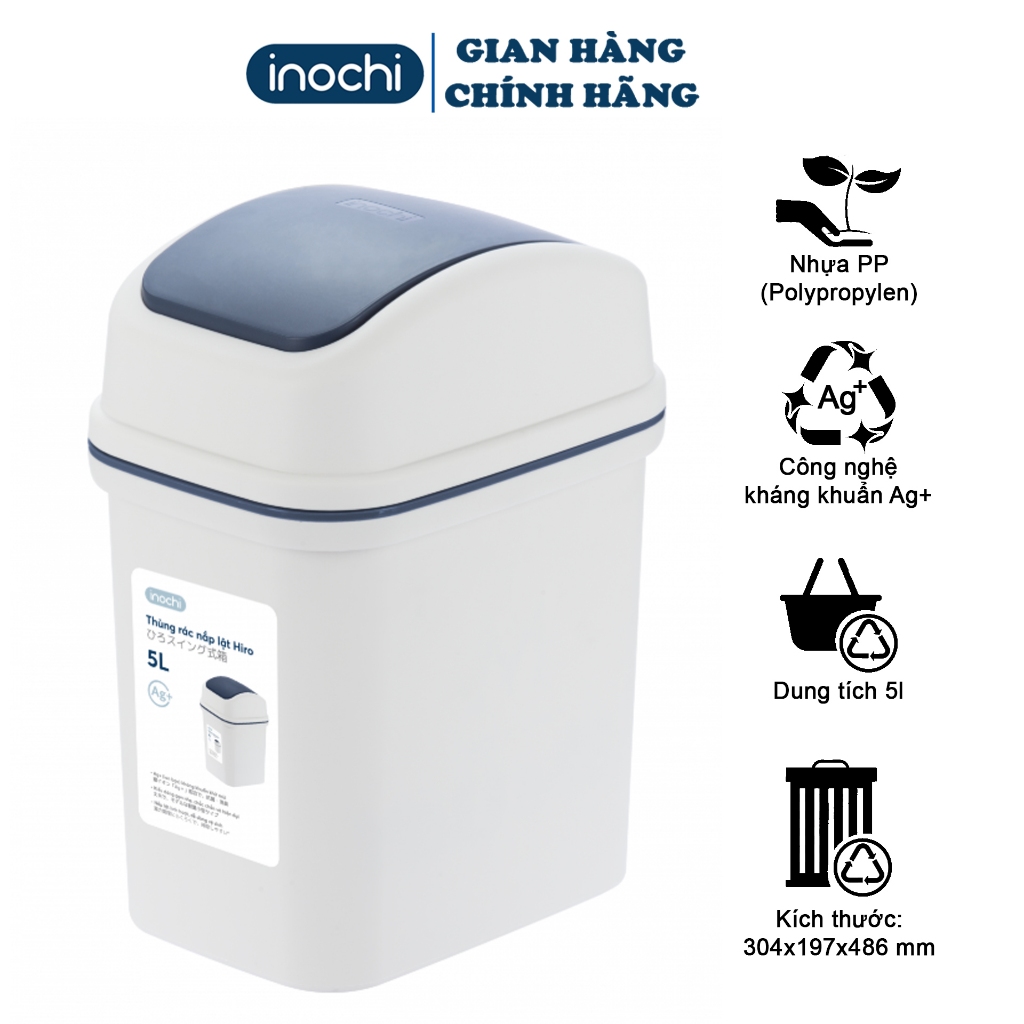 Thùng rác nắp lật Inochi - Hiro 5L/10L/15L (kèm ruột) | Shopee Việt Nam