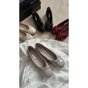 Giày Búp Bê HAPPY FEELINGS Mũi Tròn Đế Dẻo Da Bóng Phối Nơ Kiểu Pháp Đi Êm Chân QCCC 2025