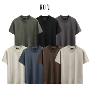 Áo Thun Trơn Cotton 250gsm RON Premium Boxy Cổ Tròn Nam Nữ,AT-Boxy