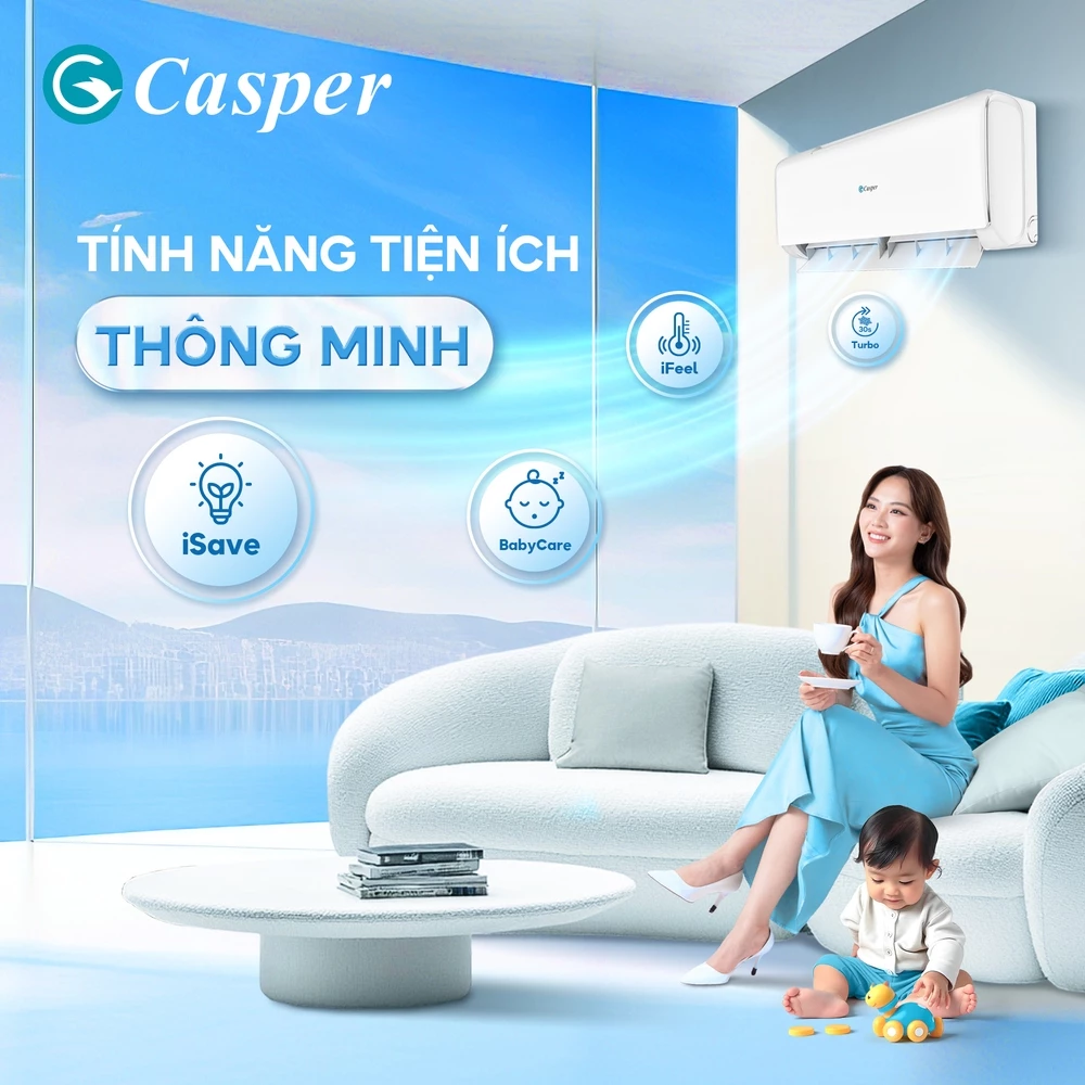 [Shopee - Lắp đặt 0Đ HN HCM] Máy lạnh Casper Inverter ProAir 1 chiều 1HP JC-09IU36/EC-09IU36/IC-09TL32 - Bảo hành 3 năm