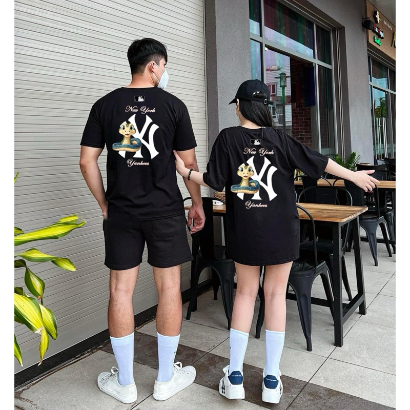 Áo phông MLB  KOREA nam nữ cao cấp, 100% cotton co giãn 2 chiều , định lượng 250gms,NY Rắn XAnh