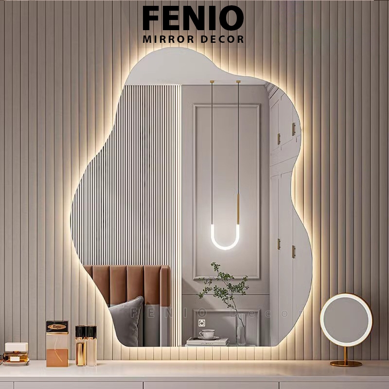 Ảnh Gương đèn led cảm ứng FENIO DECOR hình hạt đậu lượn sóng nghệ thuật 3