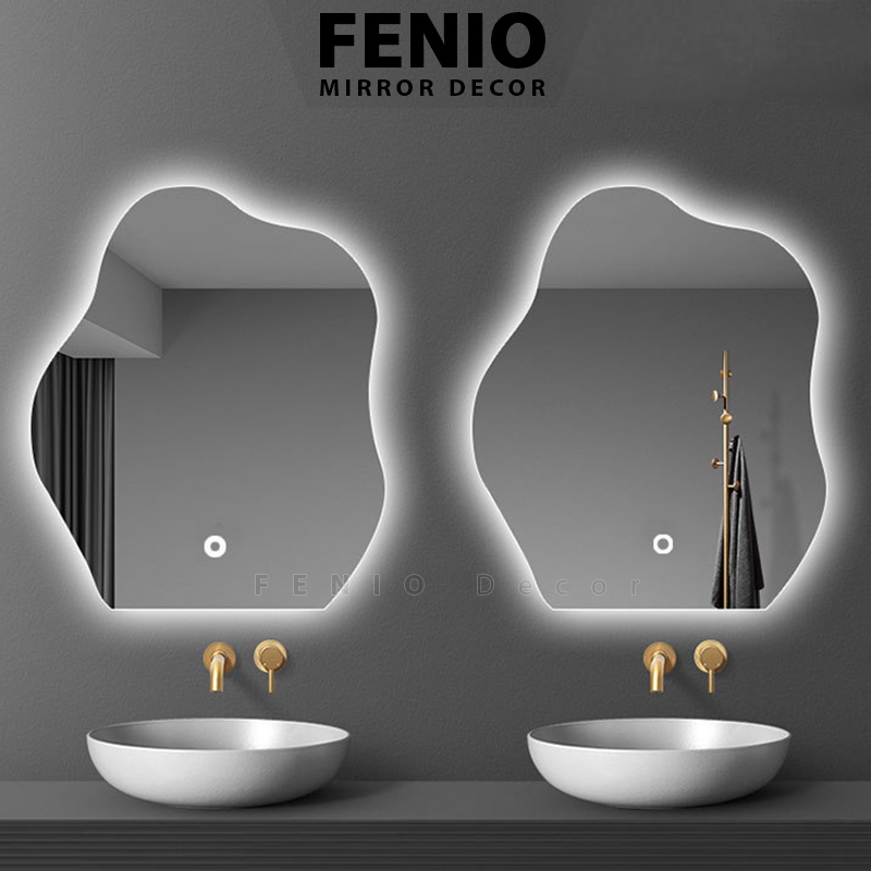 Ảnh Gương đèn led cảm ứng FENIO DECOR hình hạt đậu lượn sóng nghệ thuật 1