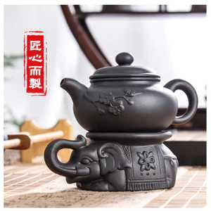 Đôn voi mini cõng ấm trà , chén, chậu bonsai (Dụng cụ kê nắp ấm, kê ấm tử sa hình Trâu, Thiềm Thừ)