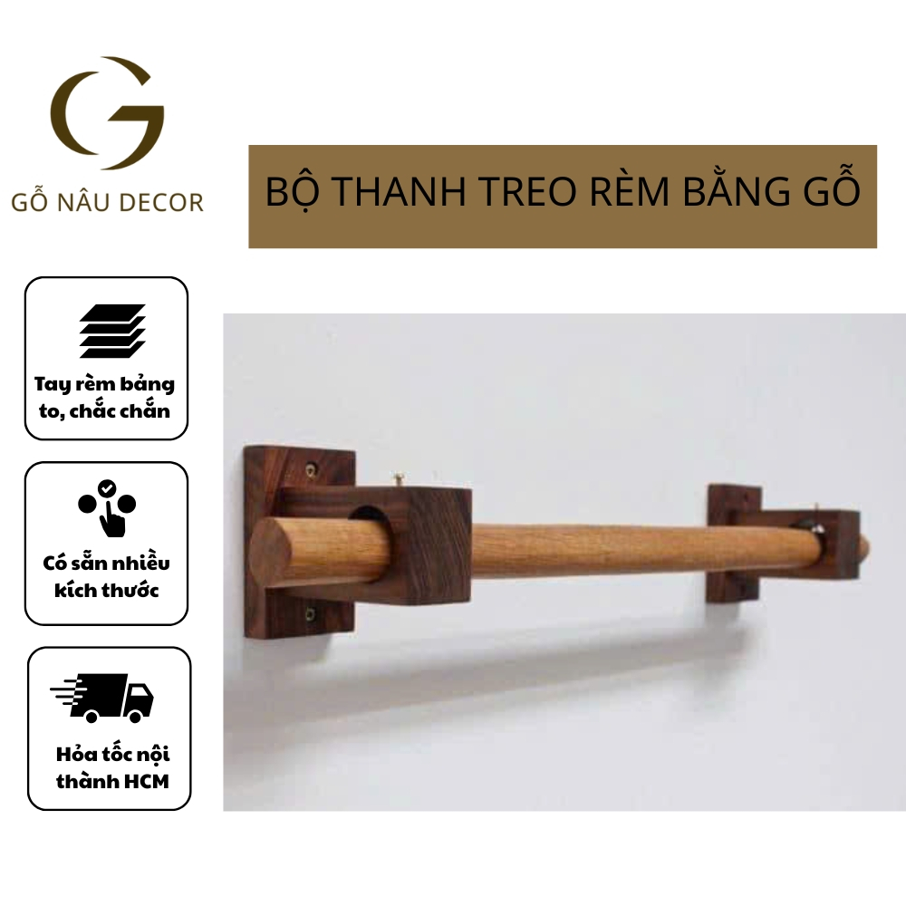 Thanh gỗ treo rèm decor chịu lực tốt phong cách vintage - Gỗ Nâu ...
