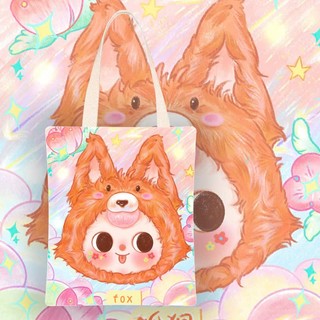 Túi Vải Canvas BB3 Đầu Cáo -lớn- Túi Tote Đi Học Dạo Phố Dễ Thương MEILI STORE