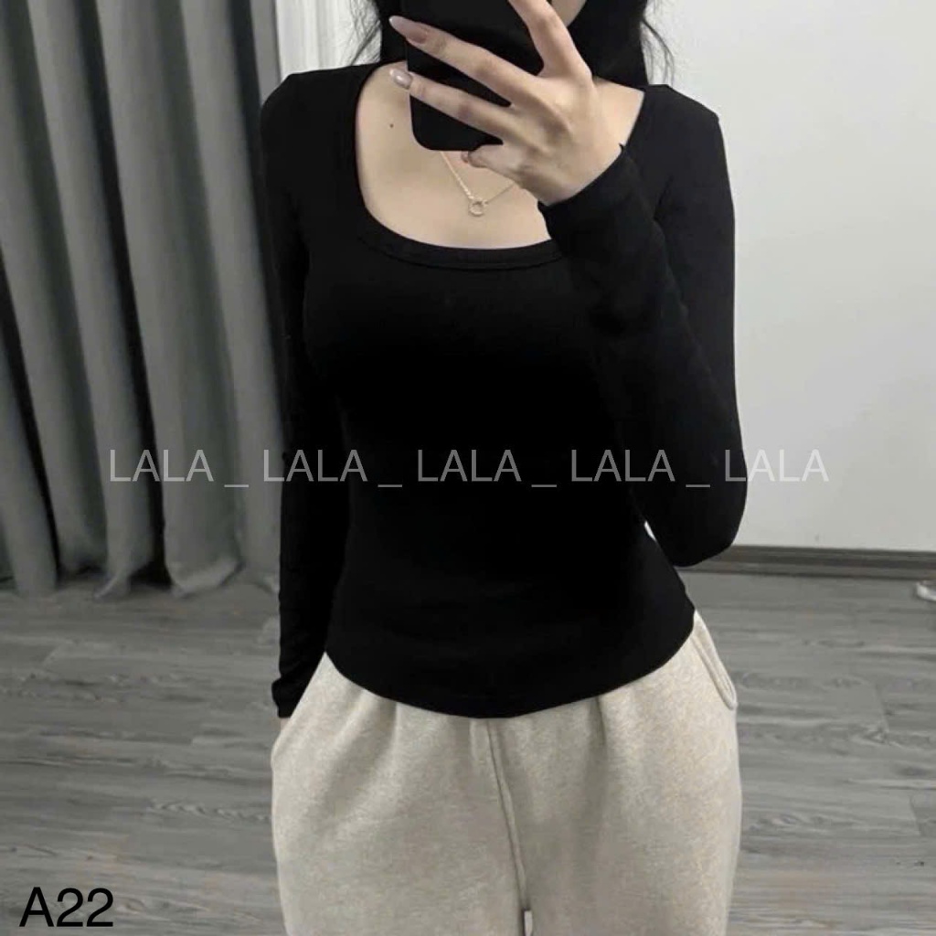 Áo len tăm cổ U dài tay dáng body dễ phối đồ LALA  A22