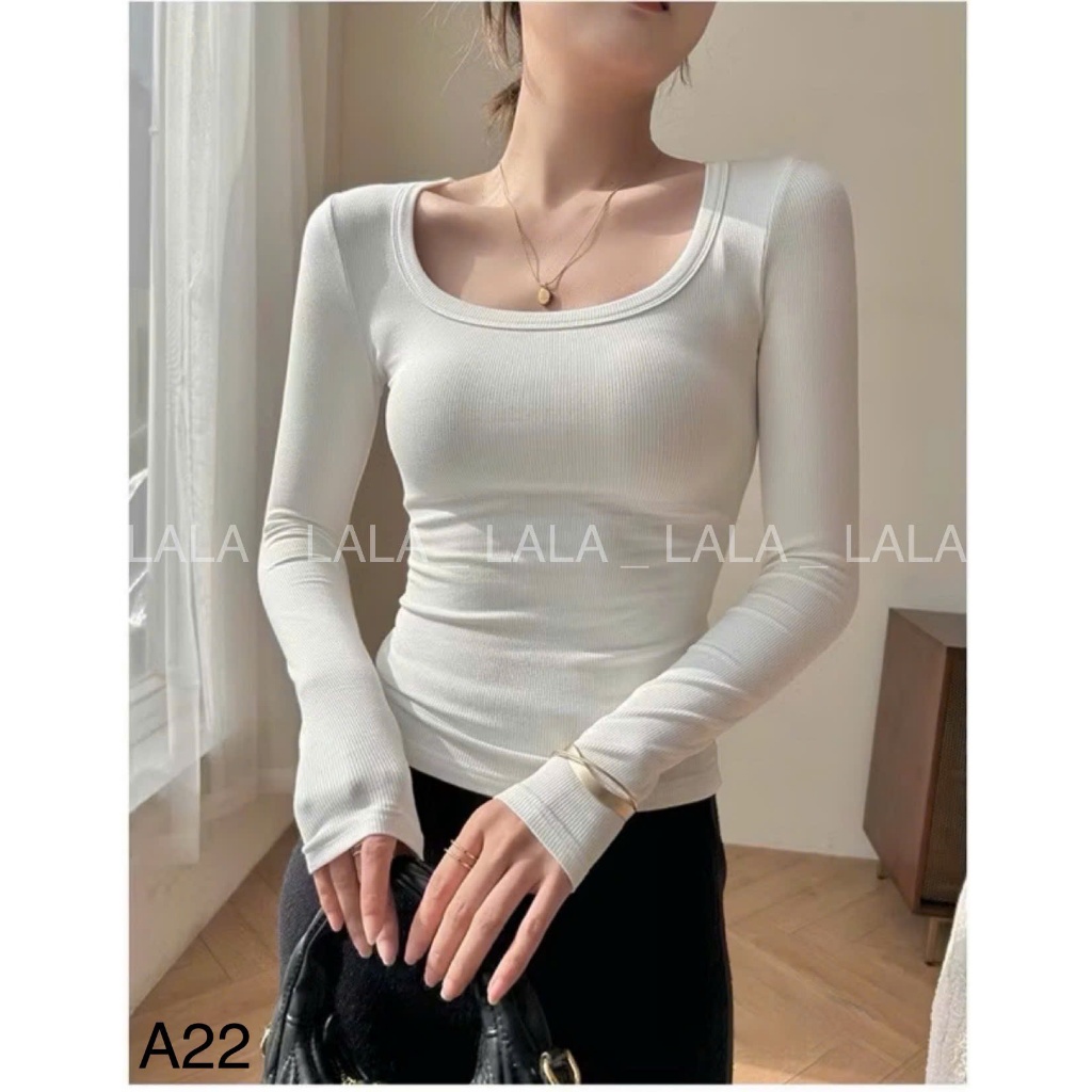 Áo len tăm cổ U dài tay dáng body dễ phối đồ LALA  A22