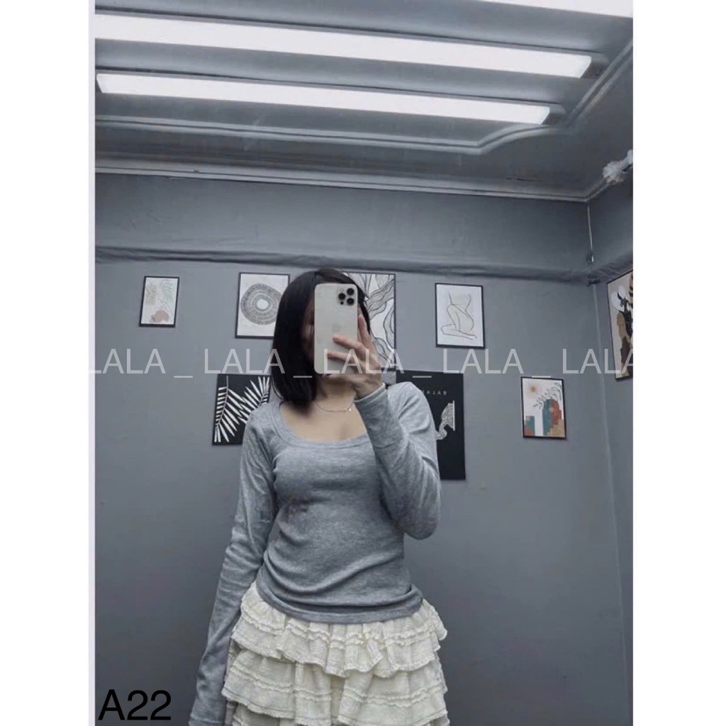 Áo len tăm cổ U dài tay dáng body dễ phối đồ LALA  A22