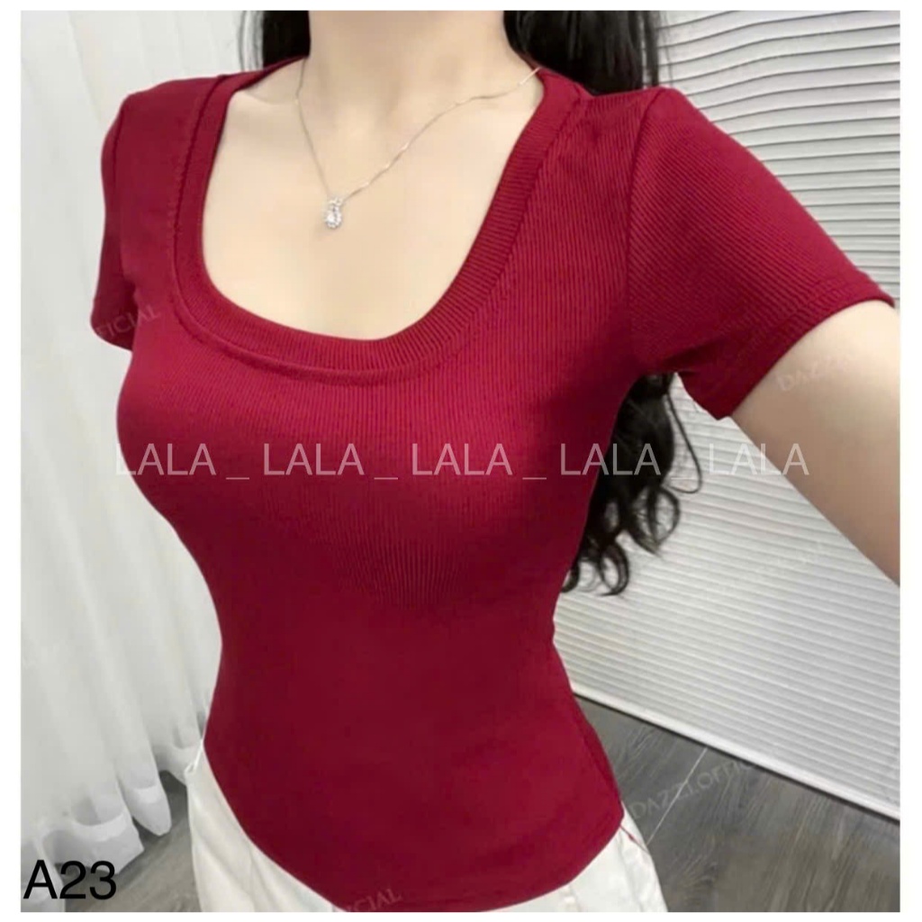 Áo thun body babytee cổ U vải tăm co giãn 4 chiều cho nữ LALA  A23