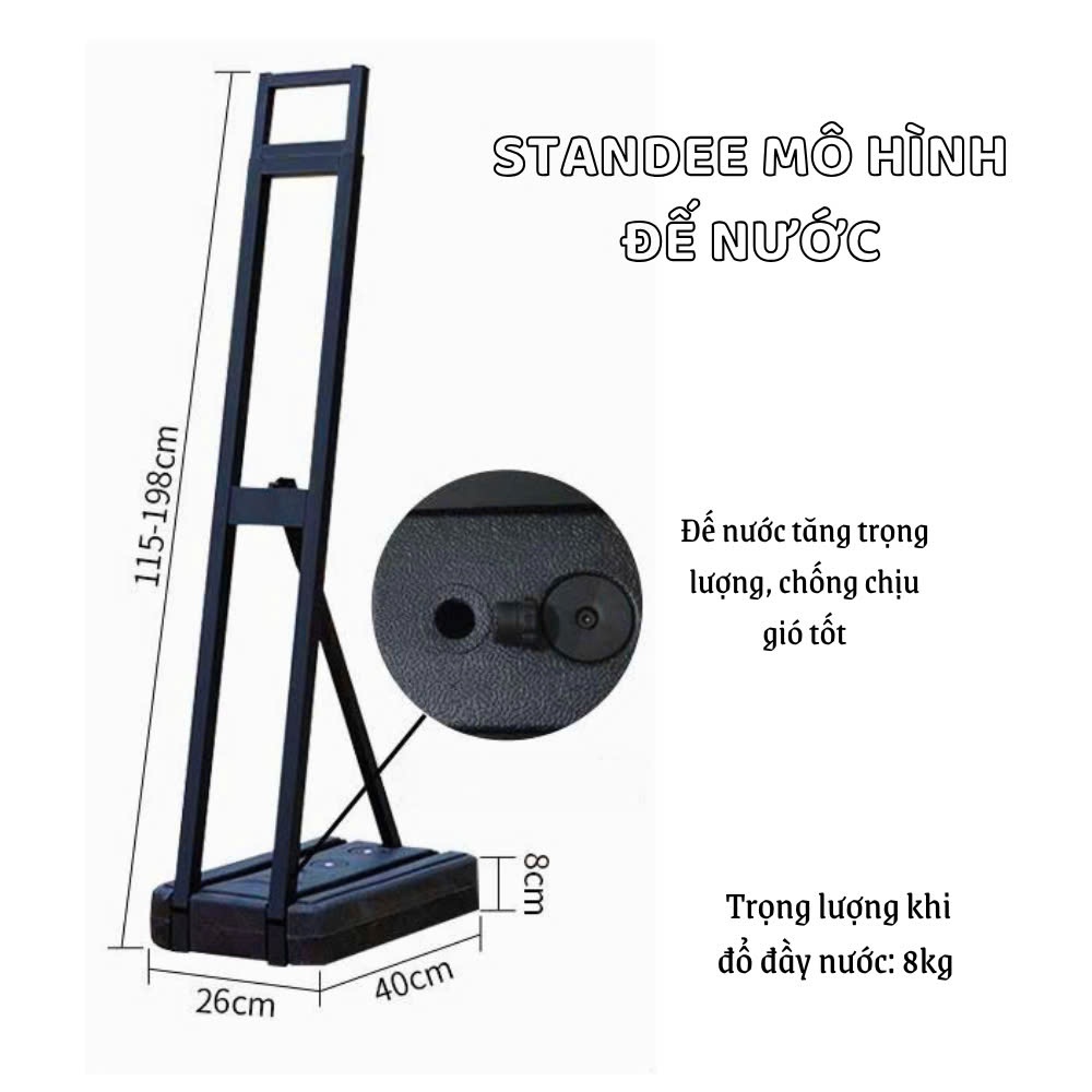 Standee hình người formex khung sắt đế nước cản gió dựng tấm formex, kệ ...