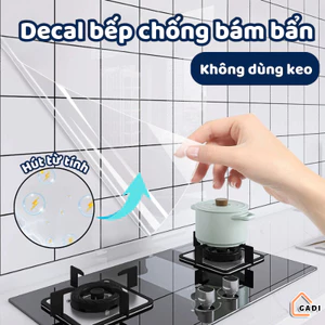 Decal dán bếp từ tính GADI chống bám bẩn, chịu nhiệt tốt, Giấy dán tường trong suốt không dùng keo, dễ dàng vệ sinh