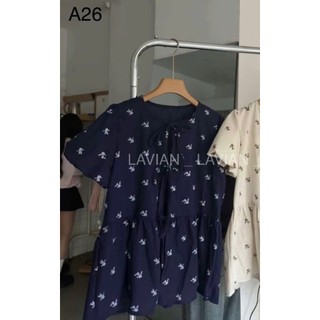 Babydoll hoa nhí buộc dây nơ tay bồng đi chơi đi học đều xinh LAVIAN A26