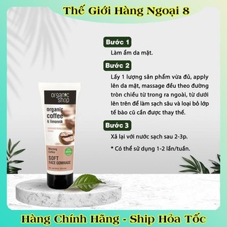 [DATE MỚI] Tẩy Tế Bào Da Chết Mặt, Body Cafe Organic Shop 75ml và 250ml của Nga