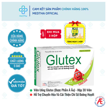 Glutex - Hỗ Trợ Hạ Đường Huyết, Ổn Định Đường Huyết, Ngăn Ngừa Biến Chứng Tiểu Đường (Hộp 30 viên)