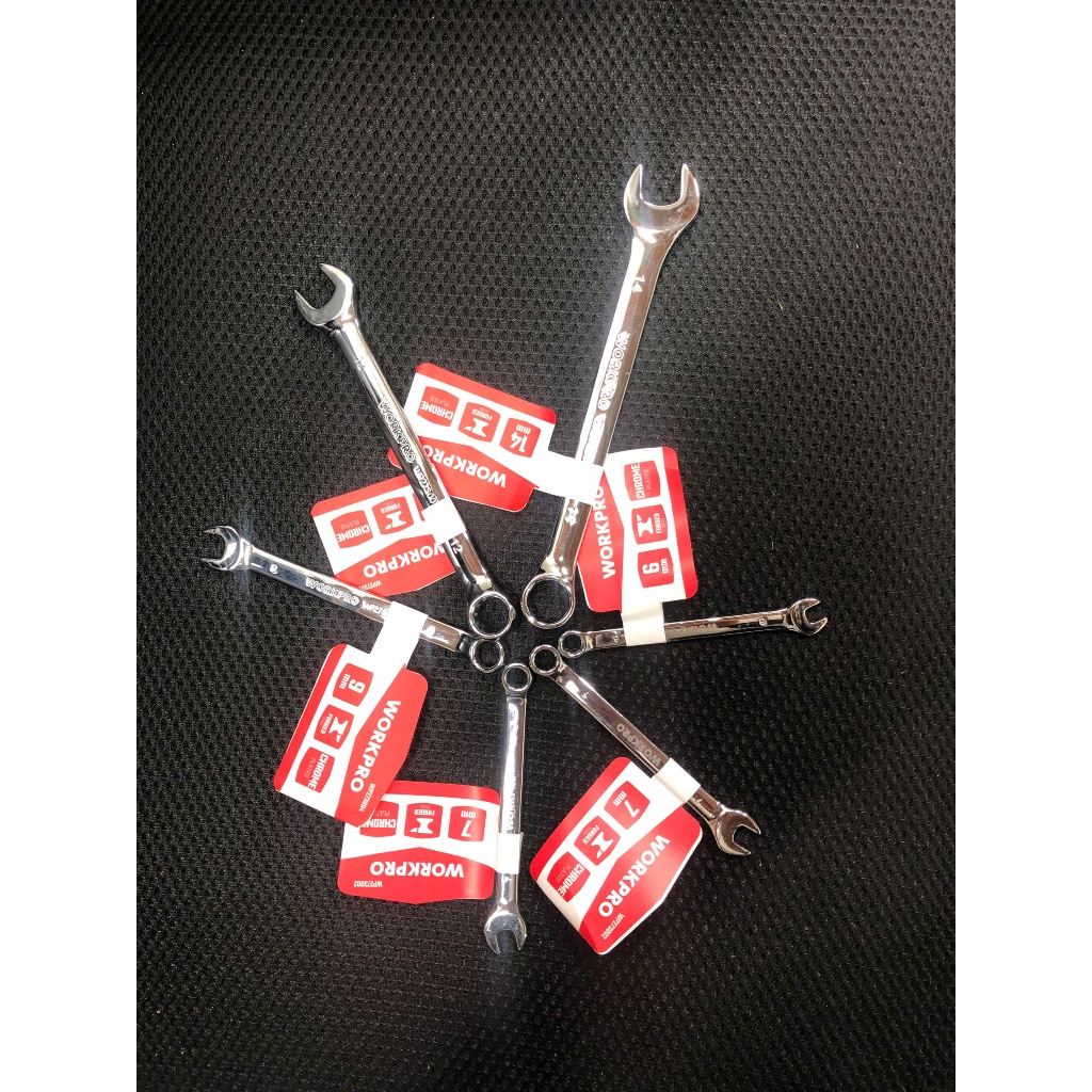 Cờ lê kết hợp 2 đầu WORKPRO 6-7-8-9-10-11-12-13-14-15-16-17-18-19-21-22-24mm bằng thép Cacbon mạ crom - Hàng chính hãng