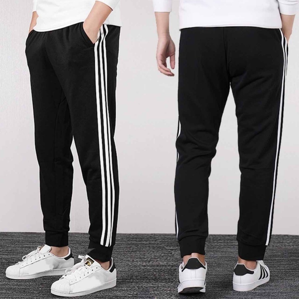 Quần dài thể thao ống bo phối viền chất nỉ bông cho cả nam và nữ, form rộng chất dày đẹp form chuẩn L1
