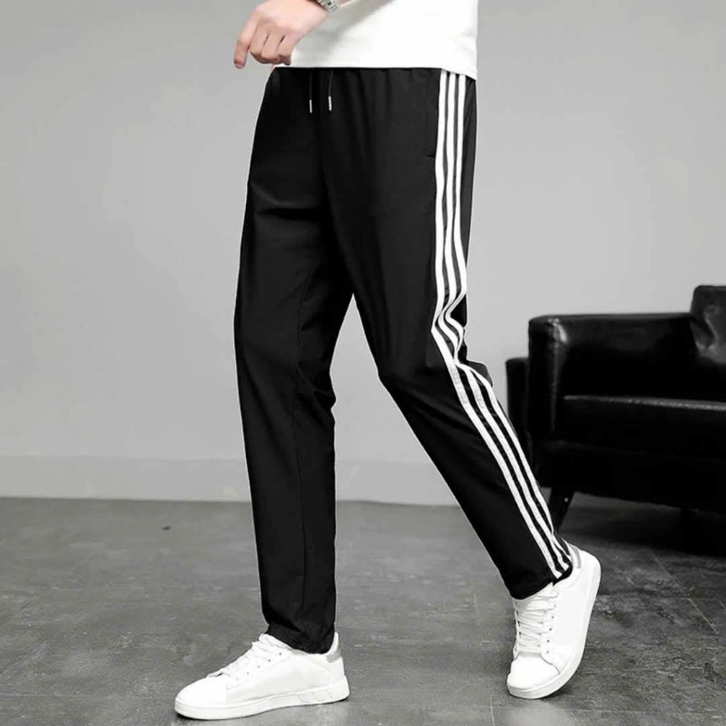 Quần thể thao nam nữ unisex Quần nam nữ Thu Đông chất dày co giãn ống suông mặc nhà thể dục L1