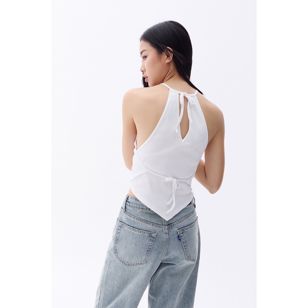 TheBlueTshirt - Áo yếm cột dây ôm dáng thêu trái tim đỏ cho nữ - Modern Yếm Heart Rib Cotton - Women
