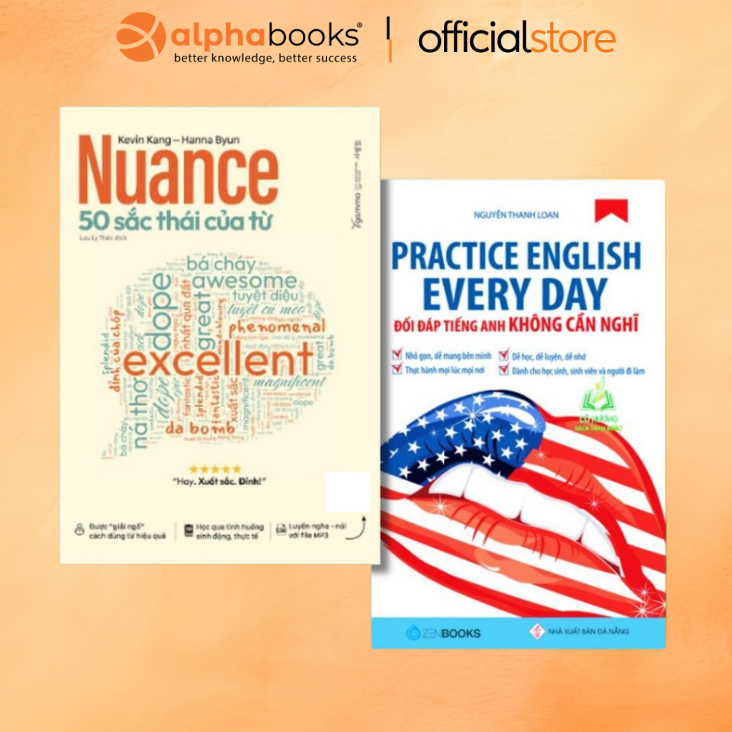 Lẻ/Combo 2 Sách: Practice English Every Day - Đối Đáp Tiếng Anh Không Cần Nghĩ + Nuance 50 Sắc Thái Của Từ