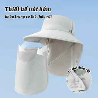 Mũ Chống Nắng Rộng Vành Chống 99% Tia UV Kèm Khẩu Trang Che Cổ Có Thể Tháo Rời Thoáng Khí, Chống Bụi