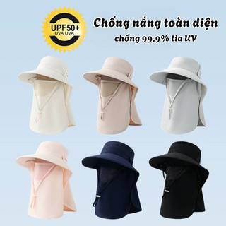 Mũ Chống Nắng Rộng Vành Chống 99% Tia UV Kèm Khẩu Trang Che Cổ Có Thể Tháo Rời Thoáng Khí, Chống Bụi