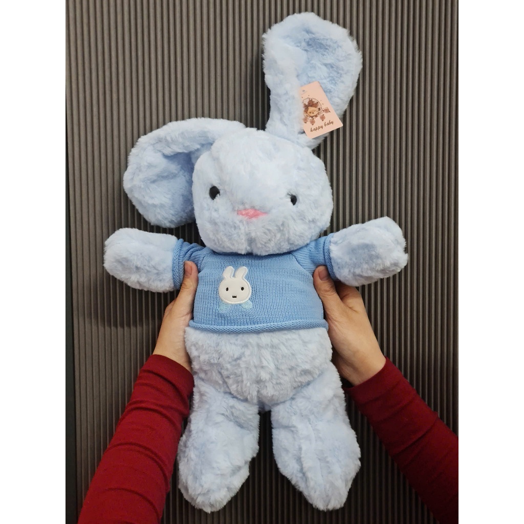Gấu bông thỏ tai dài mặc áo len xinh xắn thỏ nhồi bông lông thỏ cao cáp món quà tặng dễ thương cho bé