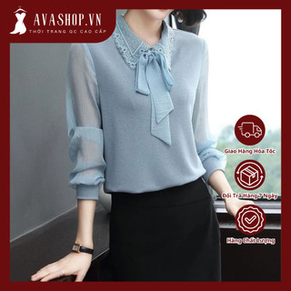 (THANH LÝ LẺ SIZE) Áo Thun Nữ Cổ Ren Thắt Nơ Công Sở Thanh Lịch SM01