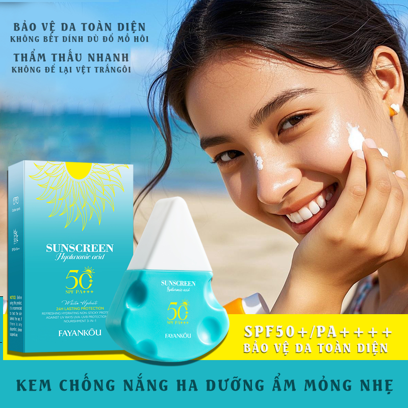 Kem Chống Nắng Axit Hyaluronic Dưỡng Ẩm Dịu Nhẹ Chống Trôi Nước 2H SPF50+ PA++++ 30g - Hàng Chính Hãng