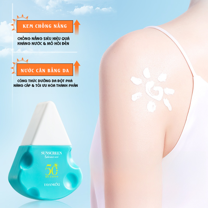 Kem Chống Nắng Axit Hyaluronic Dưỡng Ẩm Dịu Nhẹ Chống Trôi Nước 2H SPF50+ PA++++ 30g - Hàng Chính Hãng