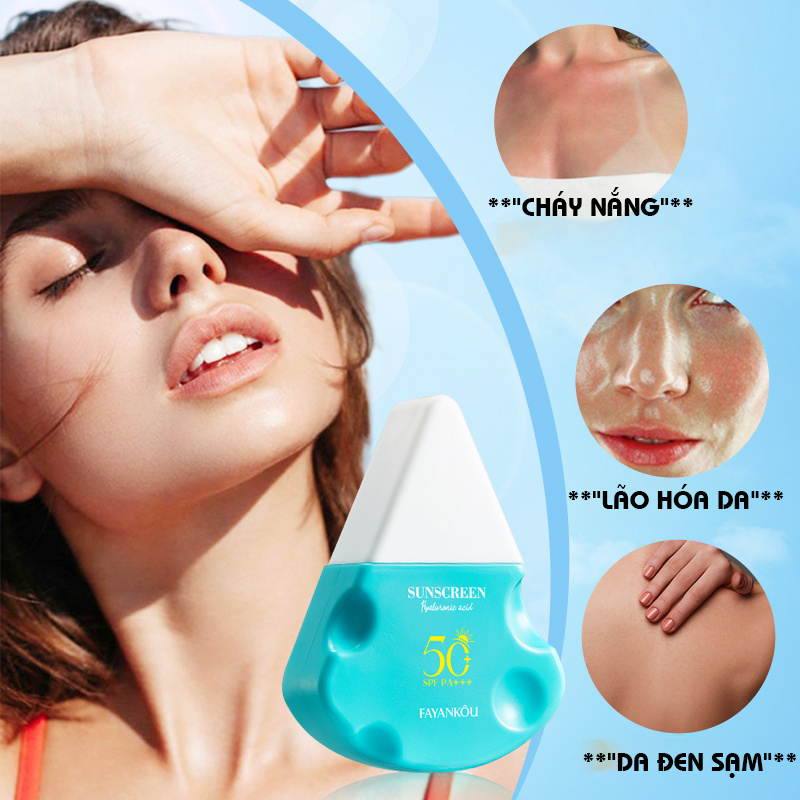 Kem Chống Nắng Axit Hyaluronic Dưỡng Ẩm Dịu Nhẹ Chống Trôi Nước 2H SPF50+ PA++++ 30g - Hàng Chính Hãng