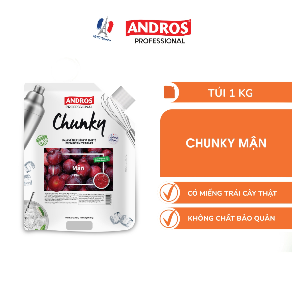 Ảnh Mứt Pha Chế Mận - Có miếng trái cây thật - ANDROS CHUNKY - 1kg 2