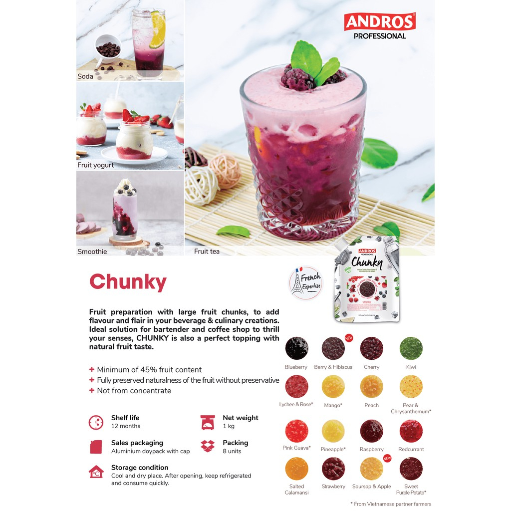 Ảnh Mứt Pha Chế Mận - Có miếng trái cây thật - ANDROS CHUNKY - 1kg 4