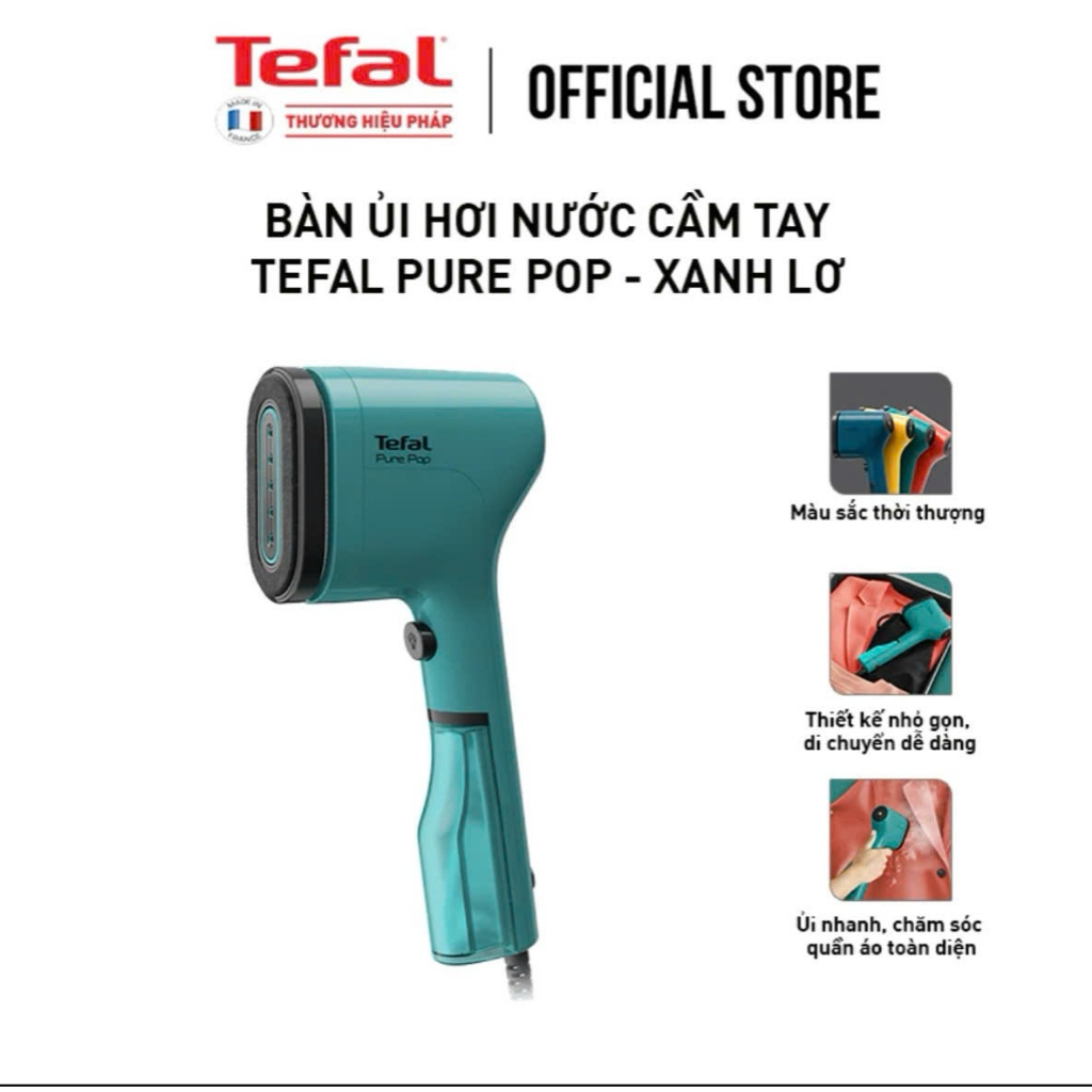 Bàn ủi hơi nước cầm tay Tefal Pure Pop -Công suất 1300W- Đủ màu sắc - Bảo hành chính hãng 24 tháng