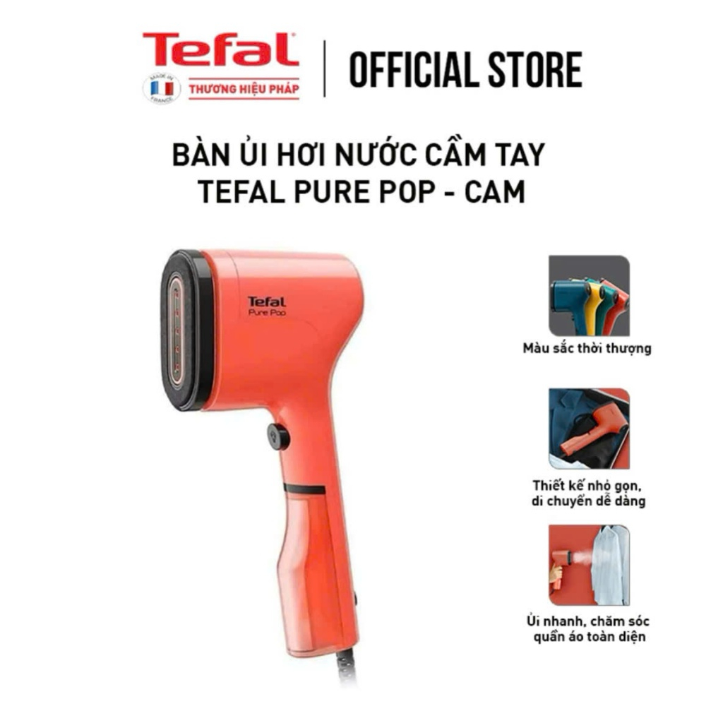 Bàn ủi hơi nước cầm tay Tefal Pure Pop -Công suất 1300W- Đủ màu sắc - Bảo hành chính hãng 24 tháng