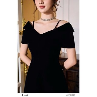 Đầm NHUNG cao cấp 2 dây hình nơ cổ chữ V thiết kế dáng váy dài qua gối đơn giản dễ mặc cho nàng đi tiệc đi chơi