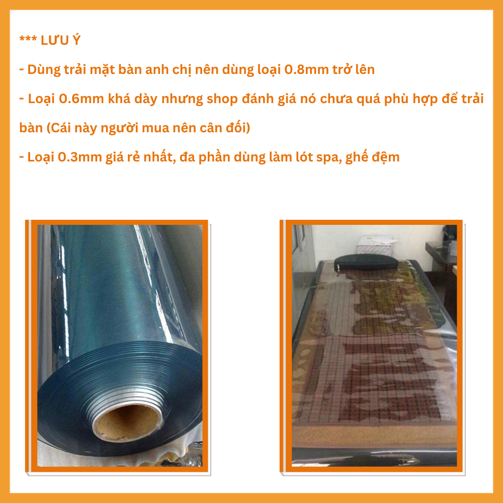 Tấm Nhựa Dẻo PVC Trong Suốt Dày 1mm; 0,8mm; 0,6mm; 0,3mm(Chải Giường Spa, Che Nắng, Mưa, Chải Bàn Ăn, Chắn Gió Điều Hoà)