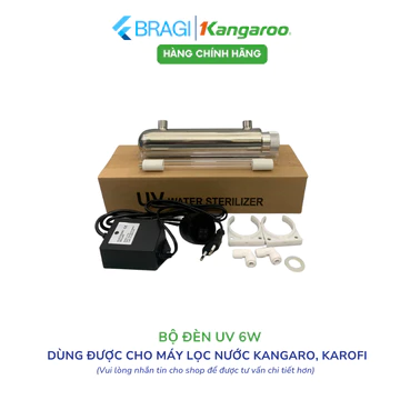 Bộ Đèn UV Gồm Đèn 6W 4 Chân Cắm, Vỏ Đèn, Nguồn Đèn, Cút Nối, Gioăng, Kẹp giành riêng cho Máy Lọc Nước RO Karofi, Kangaro