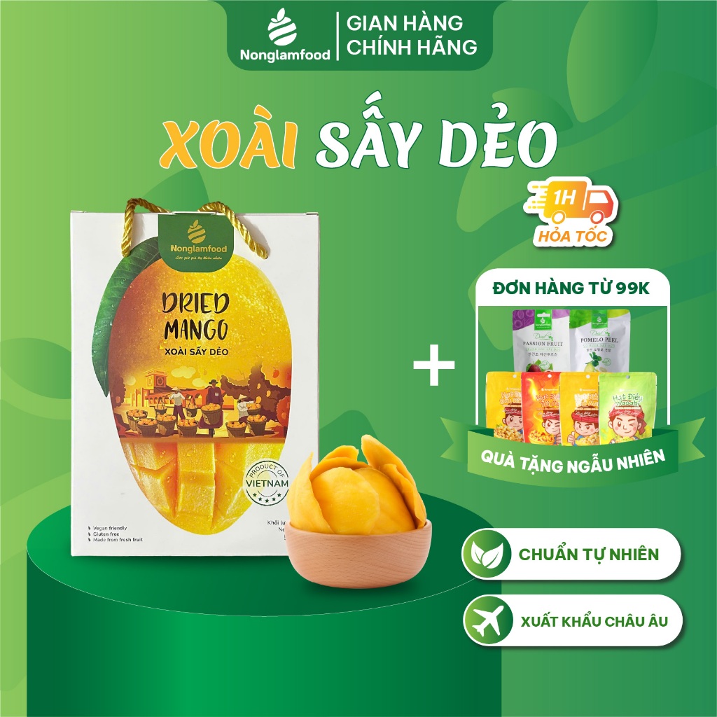 [HÀNG XUẤT KHẨU LOẠI 1] Xoài sấy dẻo, Xoài muối ớt thượng hạng Nông Lâm Food hộp 500g